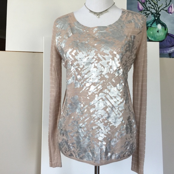 Trouve Tops - Trouve Silver Paint Splatter Sweater Top Sz M